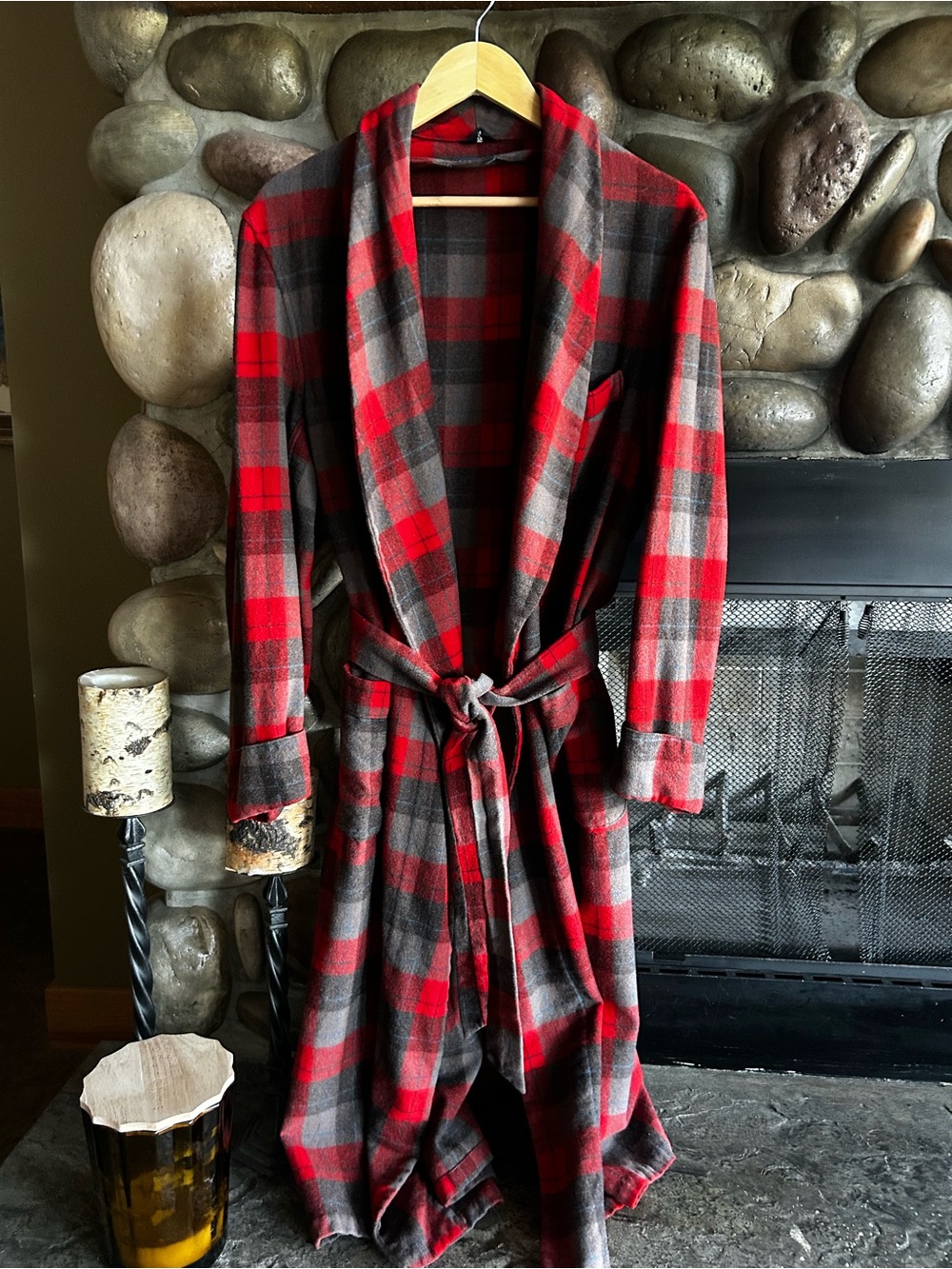 Vintage Pendleton Red & Gray Plaid Robe.